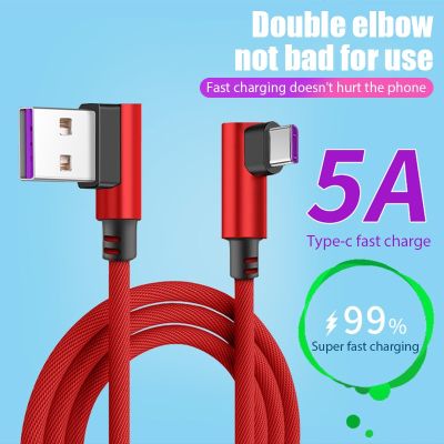 5A USB Micro Cable 90 Degree Elbow Data Cable Charger Cord for Mobile phone nylon USB C type C Fast Charging Micro Usb Cable Cables  Converters