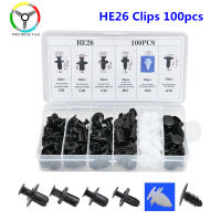 6ขนาด100Pcs คลิป HE26 Auto Fastener รถคลิปผสม Body Push Retainer Pin Rivet กันชนประตู Trim แผง Retainer Fastener Kit