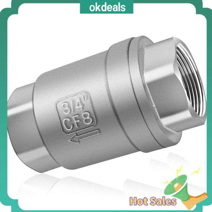OKDEALS Silver Oneway Valve 304 Stainless Steel Female to Female