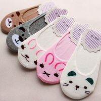 ถุงน่องผ้าฝ้ายผู้หญิงที่มองไม่เห็น No Show Nslip Loafer Liner Low Cut Animal Animals