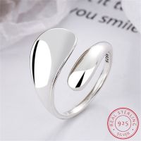 {Zhongxi Ornamir} แหวนเงินสเตอร์ลิง S925แหวนเรียบง่ายมันวาวทรงแปลกเทรนด์แหวนปรับขนาดได้ใส่ได้กับทุกชุดของขวัญวันเกิดของผู้หญิง