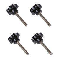 4pcs M8 x 50mm Thread Replacement Star Hand Knob Tightening Screw Black Silver Tone