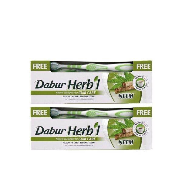 Dabur Herbal Neem Gum Care Toothpaste, 150 gm + Toothbrush (Pack Of 2