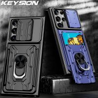 KEYSION Shockproof Case for Samsung S22 Ultra 5G S23 S21 FE Note 20 Card bag Camera Protection Phone Cover for Galaxy A54 A14