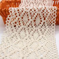 Beige Color 5 Yards/Lot 10.5 Cm Wide Hollow Floral Lace Beautiful Cotton Lace for Handmade Craft Bedding Curtains Apparels Decor Fabric  Material