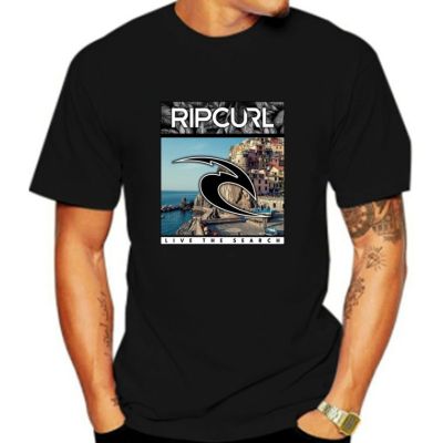 Rip Tee Curl T-Shirt MenS Black Wave Palm Trees Logo Surfer Graphic Tee Men