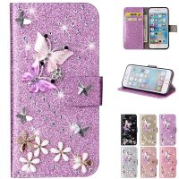 【Enjoy electronic】 Glitter Leather Case For iPhone 11 14 Pro 12 13 MINI X XR XS Max For iPhone 7 8 Plus 6 6s SE 2020 2022 Flip Phone Wallet Case