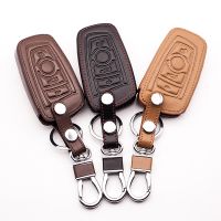 wenminr Latest car leather key cover For BMW 5 GT F07 530D F11 F10 520 525 520I E34 E60 E70 2 Button Remote Control Key Auto Accessories