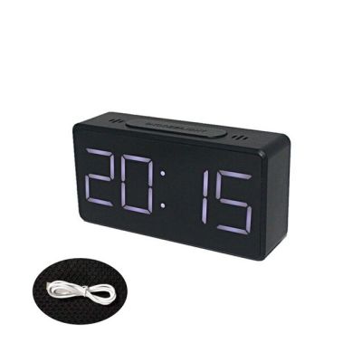 กระจกแสดงนาฬิกาปลุกแบบติจิตอลเวลาอิเล็กทรอนิกส์ปฏิทินอุณหภูมินาฬิกาที่เตือนภัยบนโต๊ะ Usb ชาร์จโต๊ะนักเรียน
