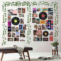 48Pcs Vintage Records Poster Retro Aesthetic Wall Collage Kits Art Printing Card Fake Vines Trippy Dorm Bedroom Decor for Teens Wall Stickers  Decals