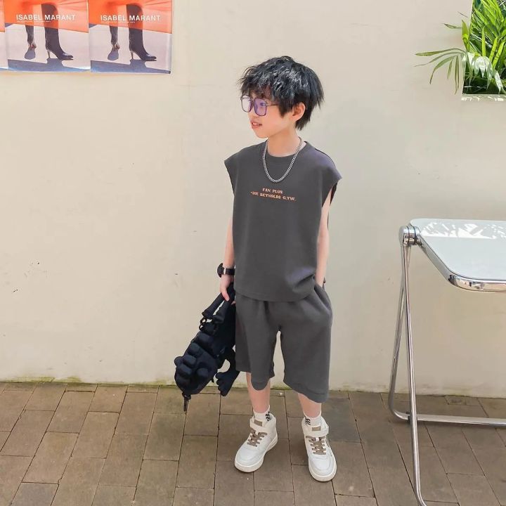 Ray Children'S Fashion 2Pcs（Tops+Shorts）High Quality Korean Shorts For Kids  Boys Casual Clothes 1 To 2 To 3 To 4 To 5 To 6 To 7 To 8 To 9 To 10 To