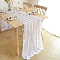 งานแต่งงาน Gauze Table Runner Semi-Sheer Vintage Cheesecloth Table Setting Dining Party Christmas Banquets Arches Cake Decor