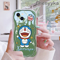 เคส Chenyyka สำหรับ iPhone 14 Pro Max 14 Plus 13 Pro Max 13เคสขนาดเล็กลายการ์ตูนโดราเอมอนน่ารักดีไซน์ใหม่เนื้อครีมลายคลื่นเคสมือถือกันกระแทกแบบใสนิ่มเคสโปร่งใสลายกล้องถ่ายรูปเรียบง่ายอ่อนโยนป้องกัน