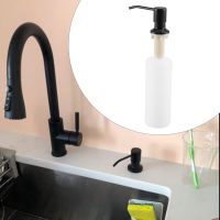 300Ml Kitchen Sink Hand Soap Dispenser Plastic Bottle, Liquid Under Brushed Nickel Head,for Bathroom and Kitchen-Black