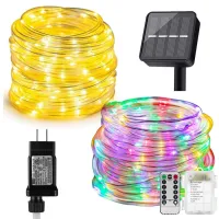 10/20/30M Solar Tube Rope Strip String Lights 8 Modes Christmas LED Fairy Light Outdoor Garden Patio Copper Wire Garland Light