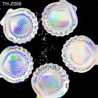 ♛ 8Pcs Mermaid Theme Iridescent Sparkle Shell Paper Plates Party Dish Tableware For Baby Shower Wedding Party Supplies