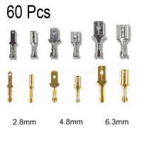 60Pcs Terminal ขั้วต่อไฟฟ้า 2.8/4.8/6.3mm Butt Splice Lug ขั้วต่อสำหรับสายไฟ 12awg CRIMP CABLE Eletrico รถอุปกรณ์เสริม-iewo9238