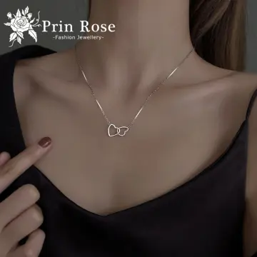Fashion Double Hollow Heart Pendant Necklace for Women Girls Korean  Clavicle Chain Choker Wedding Party Girlfriend Jewelry Gifts