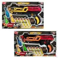 Super Gun shooting ปืนเนิฟ แถม กระสุนโฟม พร้อมเป้าพินบอลลิ่ง ยิงกระสุนโฟม soft gun สีเหลือง สินค้าเข้าใหม่ ***คละสี***