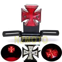 Motorcycle Taillight With Iron Bracket Rear Lamps Brake Maltese Cross LED Tail Light For Chopper Bobber Custom Motorcycle