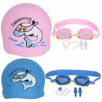 Children Swimming Goggles Nose Clip + Earplug Kit Cute Crab Cartoon Boys Girls Anti-Fog Swimming Goggles with Swimming Cap/Bag Goggles