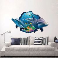 Underwater Fish Dolphin 3d Vivid Window Wall Stickers DIY Wall Decals Bathroom Living Room Bedroom Home Decoration Poster