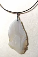 จี้อาเกตขาว White Agate 215 กะรัต จากประเทศบราซิล ขนาด 9.3*5 ซม. หินที่เสริมพลังแห่งความสุข Happiness