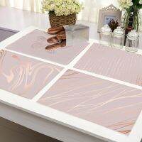 Pink Geometry Kitchen Placemat Dining Table Mats Drink Coasters Western Pad Cotton Linen Cup Mat