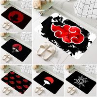 Japanese Cartoon Anime Naruto Uchiha Clan Itachi  Logo Print Flannel Doormat for Bathroom Kitchen Entrance Rugs Home Decor Anti Slip Floor Carpet 60x40cm