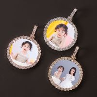 New Custom Hip Hop Gold Silver Color Cubic Zircon Jewelry CZ personalized round photo sublimation necklace pendant