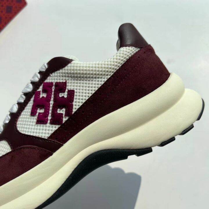 2023-new-tory-burch-two-colors-cowhide-breathable-mesh-fabric-stitching-lace-up-sneaker-casual-shoes