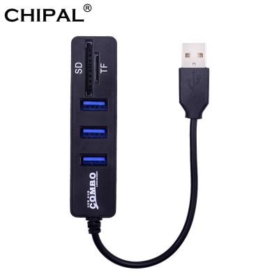 CHIPAL USB Hub Combo 3พอร์ต USB 2. 0ตัวแยกฮับความเร็วสูง USB หลากหลาย USB Combo 2 In 1ตัวอ่านบัตร TF สำหรับ PC ตัวคอมพิวเตอร์แล็ปท็อป Feona