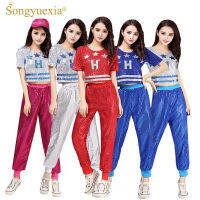 SONGYUEXIA Woman Pattern Dance Show Costumes Woman Adult Dance Clothing Modern Dance Train Hip Hop Paillette Dance clothing