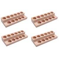 4X 11 Holes Wooden Essential Oil Tray Handmade Natural Wood Display Rack Demonstration Station for 5-15Ml Bottles