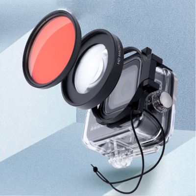 For Hero 10 Black 16X HD Macro Lens + Red Purple Diving Filter 58Mm Adapter Ring Lens Cap For Gopro 8 9 Waterproof Housing Case