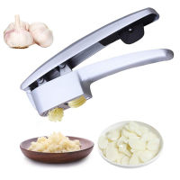 Silver Garlic Press Slicer 2 In 1 Multifunctional Garlic Ginger Squeezer Masher Handheld Ginger Mincer Kitchen Cooking Tool