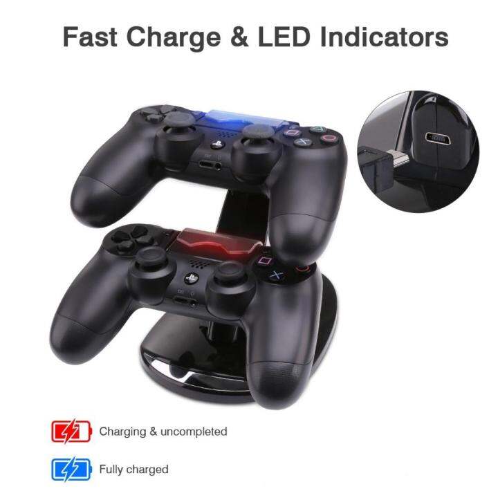 vastar-controllerแท่นชาร์จusbคู่led-ps4-แท่นชาร์จแบบตั้งcradleสำหรับplay-station-ps4-ps4-pro-ps4-slim-controller