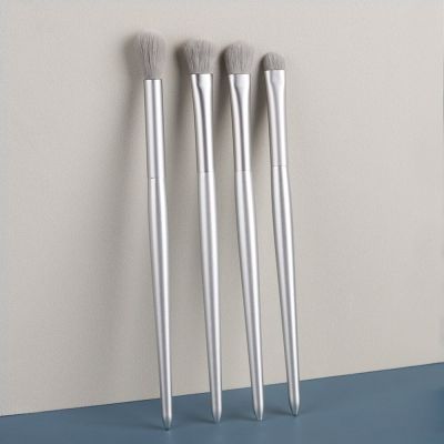 Eye Makeup Brush 4 Silver Eye Detail Brush Long Wooden Handle Smudge Brush Eye Shadow Brush Nose Shadow Brush Highlight Brush Makeup Brushes Sets