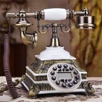 White Style 3 Antique With Redial, Hands-Free,Resin Fixed Digital Retro Phone Button Dial Vintage Decorative Rotary Dial Landline Telephones