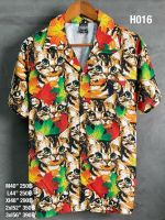 ✅พร้อมส่งจากไทย✅ Hawaii เสื้อฮาวาย ผ้าไหมอิตาลี ลาย แมวส้ม เสื้อคู่เสื้อทีม เสื้อผู้หญิงผู้ชาย H016