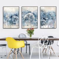 Blue Flowers Canvas Interior Paintings Modern Nordic Aesthetic Wall Art Posters Pictures Living Room Decoration Free Shipping