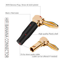 20PCS Soft Plastic Right Angle Banana Plug Audio Speaker Screw Banana Gold Plated Bend 90 Degree Banana Connector 6mm Wire Hole