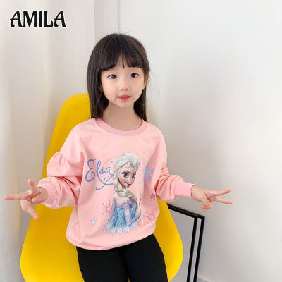 เสื้อกันหนาวแขนยาว AMILA หญิงรูปการ์ตูนเสื้อเด็กวัยกลางคนและเด็กโต