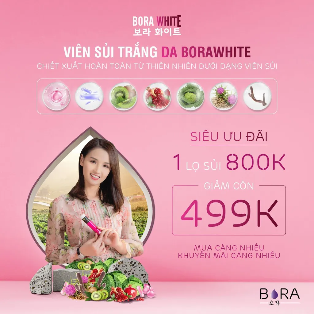Bora White Viên Sủi Trắng Da Mờ Nám Trẻ Hóa Nàn Da Cải Thiện Nội Tiết Tố Nữ _Giasi | Lazada.Vn