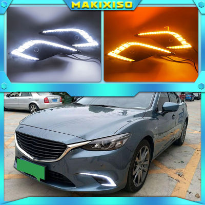 Turn Signal Light and dimming style Relay 12V LED car DRL daytime running light with fog lamp hole for Mazda 6 Atenza 2016-2018