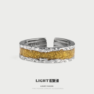 แหวนทองอ่อน & Z มีลวดลายสีเข้มอาหรับแกะสลักและจับคู่สีแหวนคู่ปรับได้