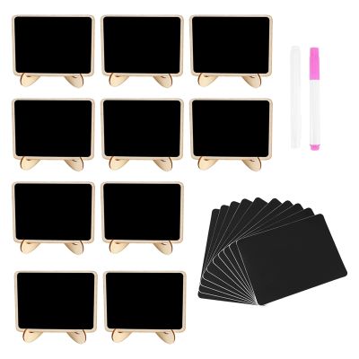 Mini Chalkboard Label Signs, 10 Pack Framed Easel Stand Wooden Blackboard for Buffet Food Signs, Wedding Place Cards