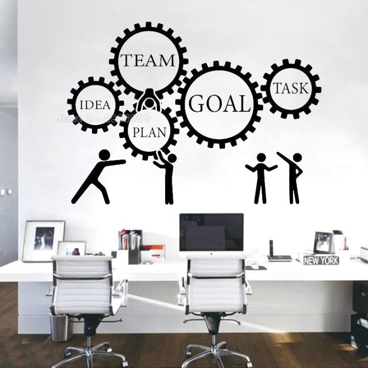 (Wall Stickers and Decals)Wall Decals For Office Teamwork Gears Vinyl ...