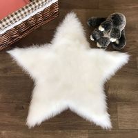 Long Hairy Rug White Five Pointed Star Fur Area Rug Artificial Wool Sheepskin Baby Room Bedroom Soft Shaggy Carpet Free shipping