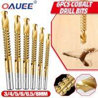 6Pcs Cobalt Drill Bits Set Spiral Metric Composite Tap Drill Bit Tap Cutting Drilling Twist Drill Bit Wood Drilling Slotting